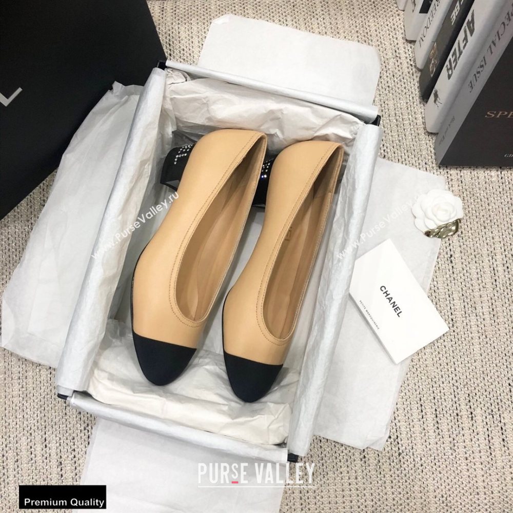 Chanel Crystal Logo Heel 3.5cm Pumps Beige 2020 (modeng-20092310)
