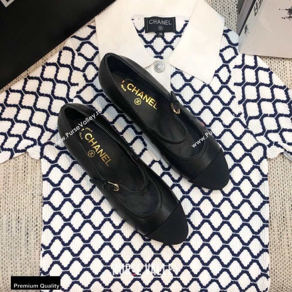 Chanel Crystal Logo Heel 3.5cm Pumps with Strap Black 2020 (modeng-20092311)