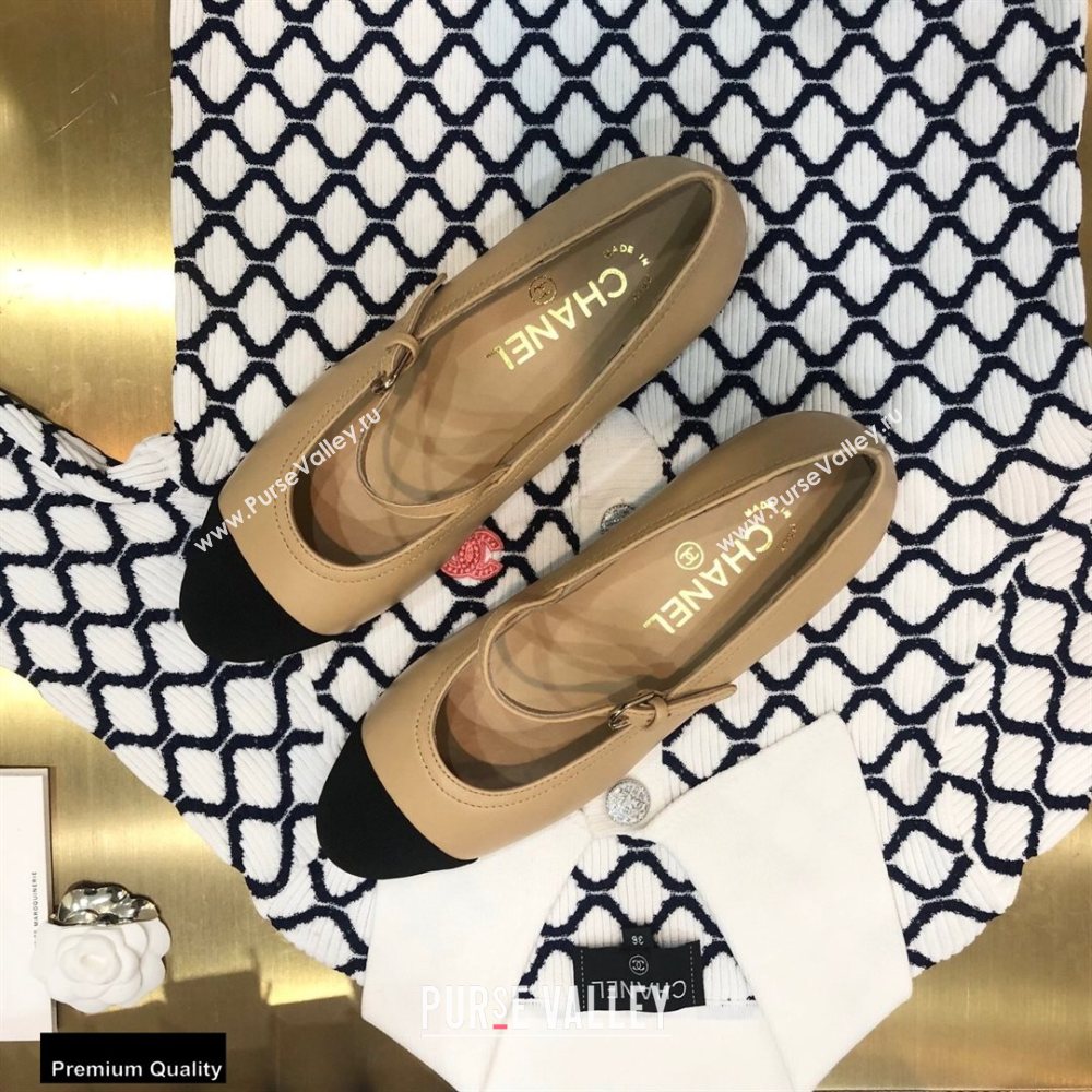 Chanel Crystal Logo Heel 3.5cm Pumps with Strap Beige 2020 (modeng-20092312)