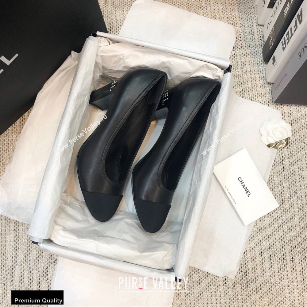 Chanel Crystal Logo Heel 8.5cm Pumps Black 2020 (modeng-20092307)