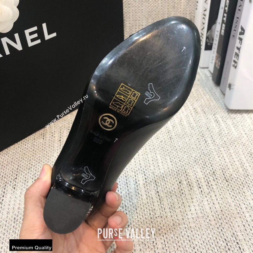 Chanel Crystal Logo Heel 8.5cm Pumps Black 2020 (modeng-20092307)