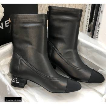 Chanel Crystal Logo Heel 3.5cm Boots Black 2020 (modeng-20092331)