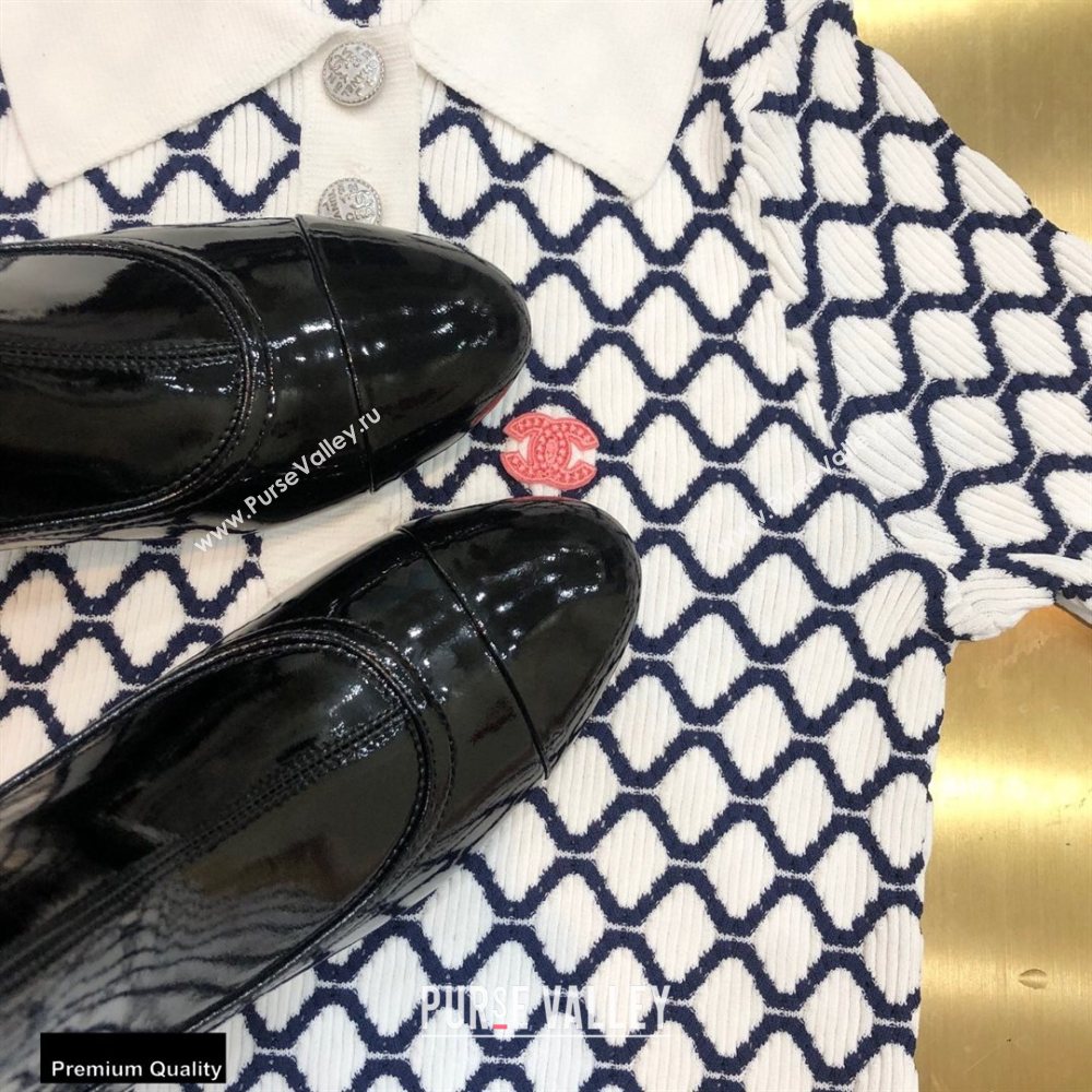 Chanel Crystal Logo Heel 3.5cm Boots Patent Black 2020 (modeng-20092328)