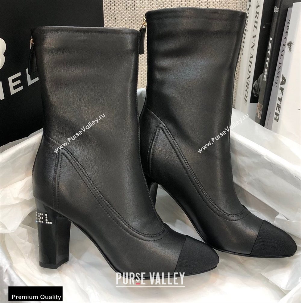 Chanel Crystal Logo Heel 8.5cm Boots Black 2020 (modeng-20092327)
