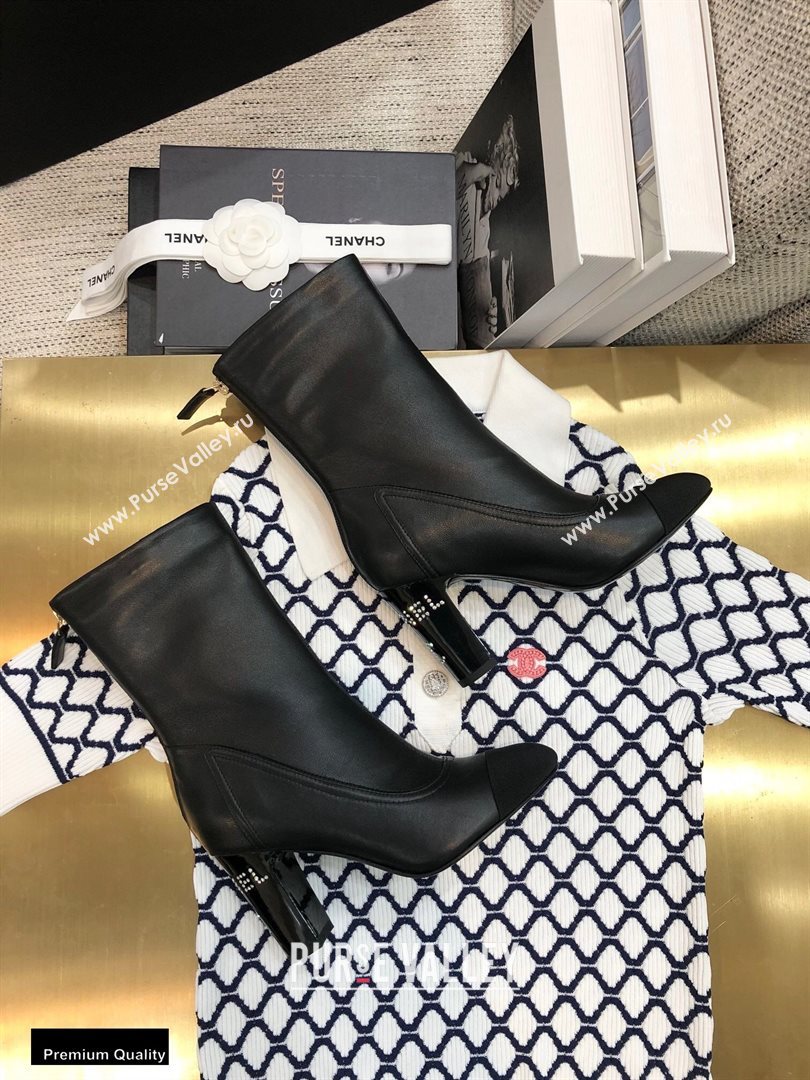 Chanel Crystal Logo Heel 8.5cm Boots Black 2020 (modeng-20092327)