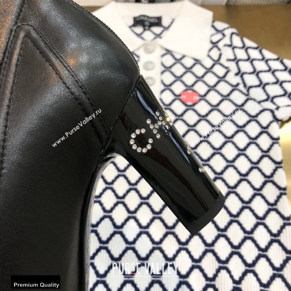 Chanel Crystal Logo Heel 8.5cm Boots Black 2020 (modeng-20092327)