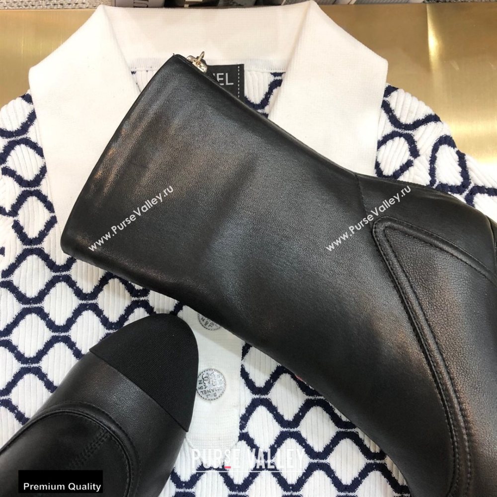 Chanel Crystal Logo Heel 8.5cm Boots Black 2020 (modeng-20092327)