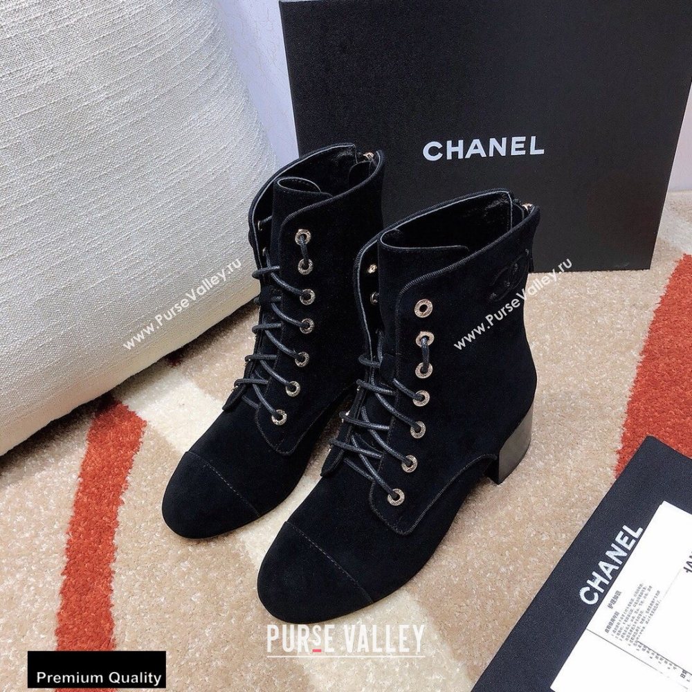 Chanel CC Logo Suede Boots Black 2020 (modeng-20092338)