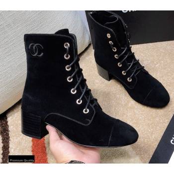 Chanel CC Logo Suede Boots Black 2020 (modeng-20092338)