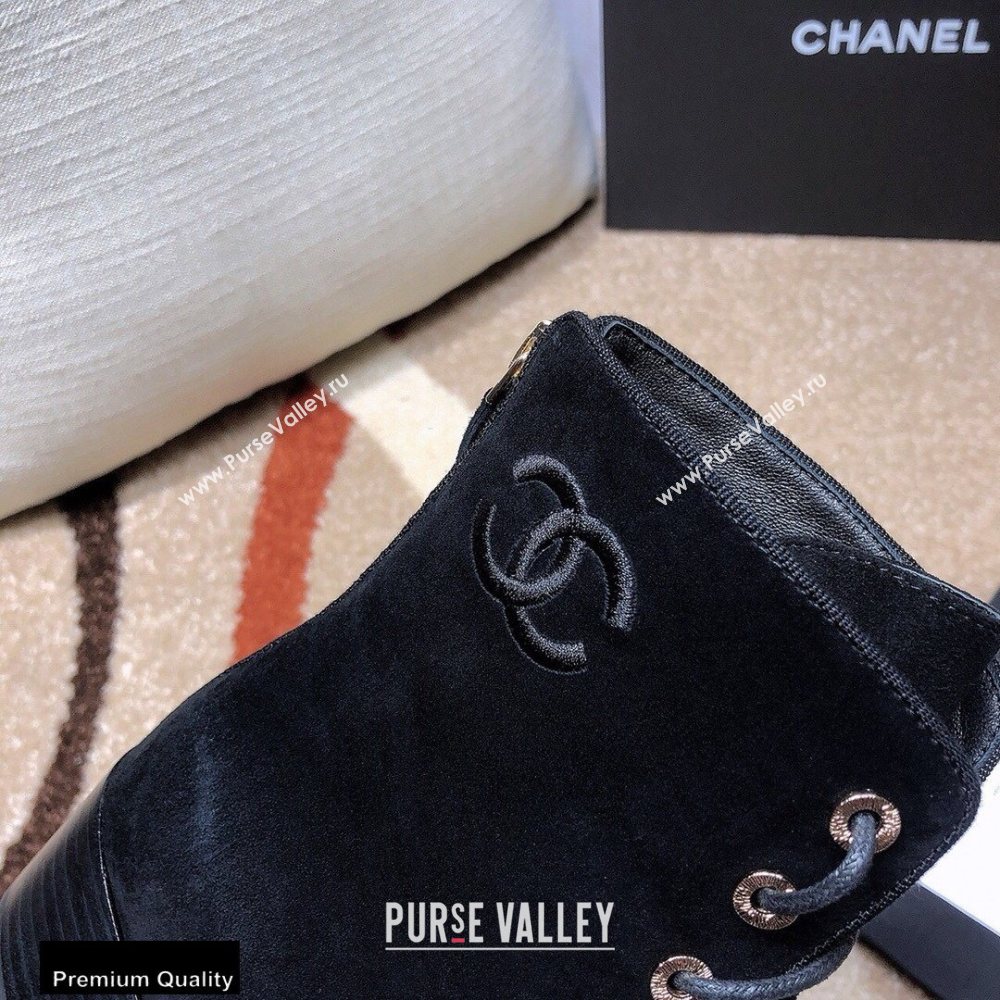 Chanel CC Logo Suede Boots Black 2020 (modeng-20092338)