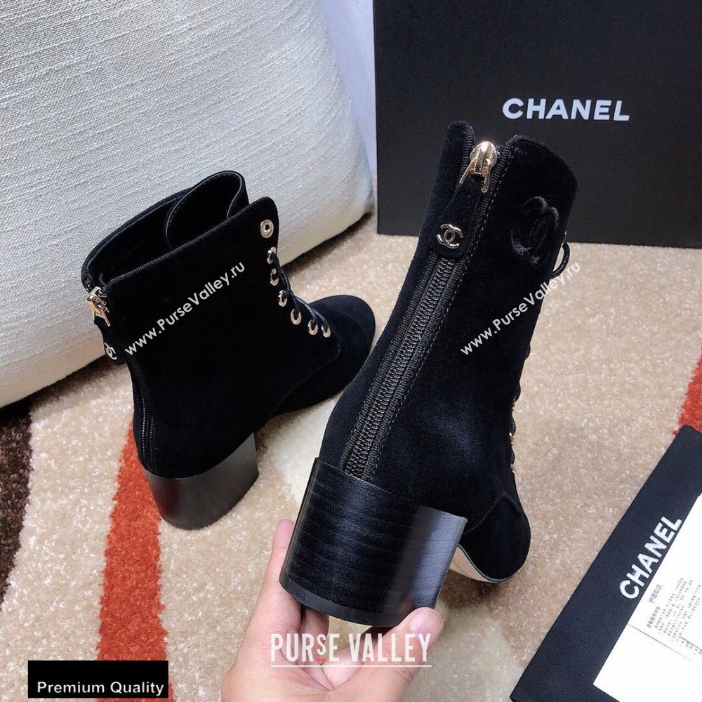 Chanel CC Logo Suede Boots Black 2020 (modeng-20092338)