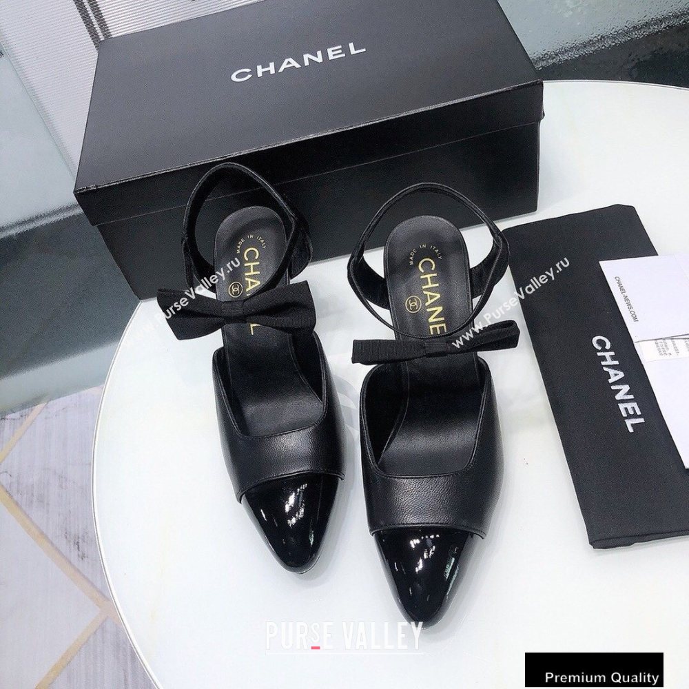Chanel Heel 8cm Pumps with Bow Strap G36360 Black 2020 (modeng-20092201)