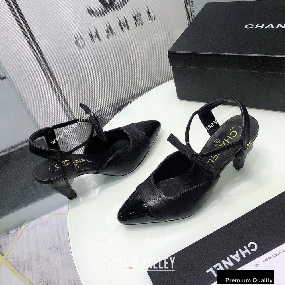 Chanel Heel 8cm Pumps with Bow Strap G36360 Black 2020 (modeng-20092201)