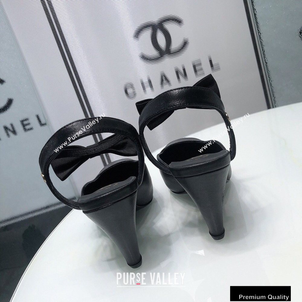 Chanel Heel 8cm Pumps with Bow Strap G36360 Black 2020 (modeng-20092201)