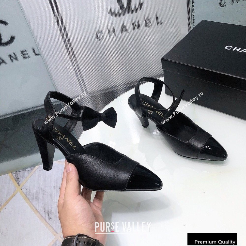 Chanel Heel 8cm Pumps with Bow Strap G36360 Black 2020 (modeng-20092201)