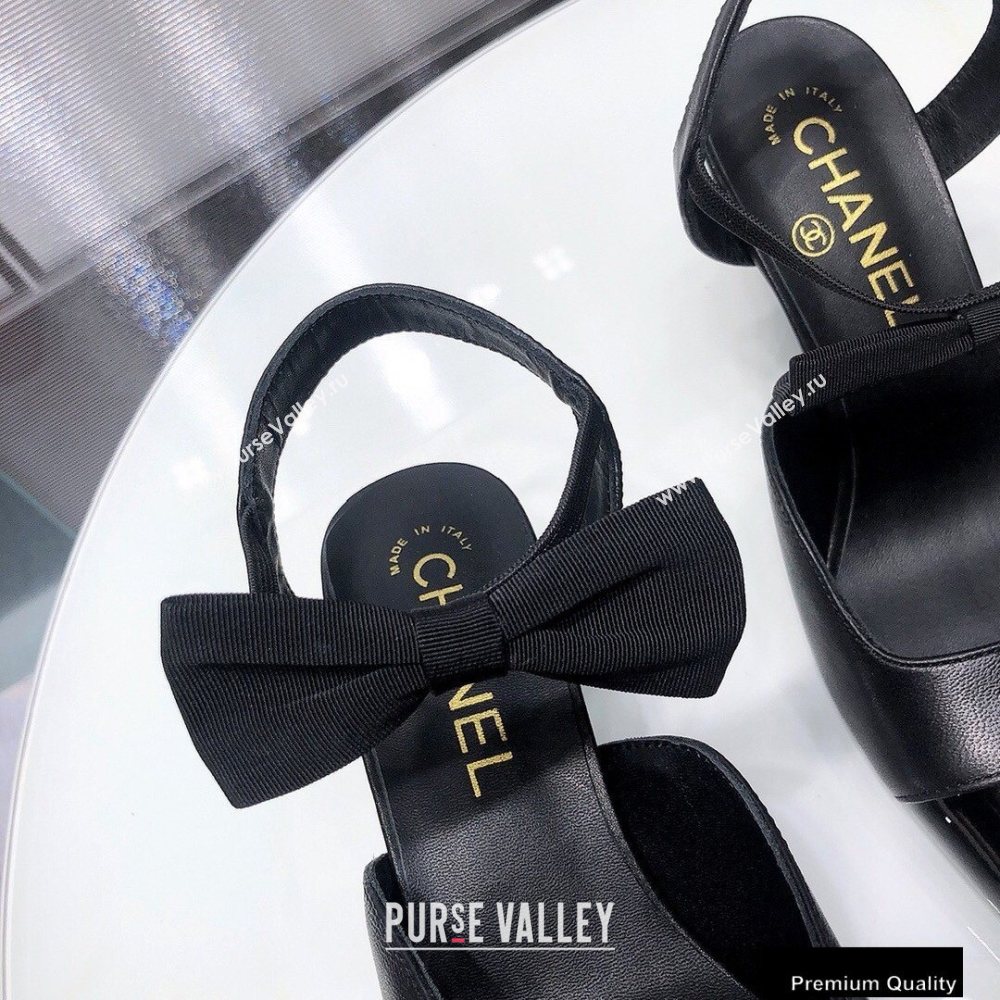 Chanel Heel 8cm Pumps with Bow Strap G36360 Black 2020 (modeng-20092201)