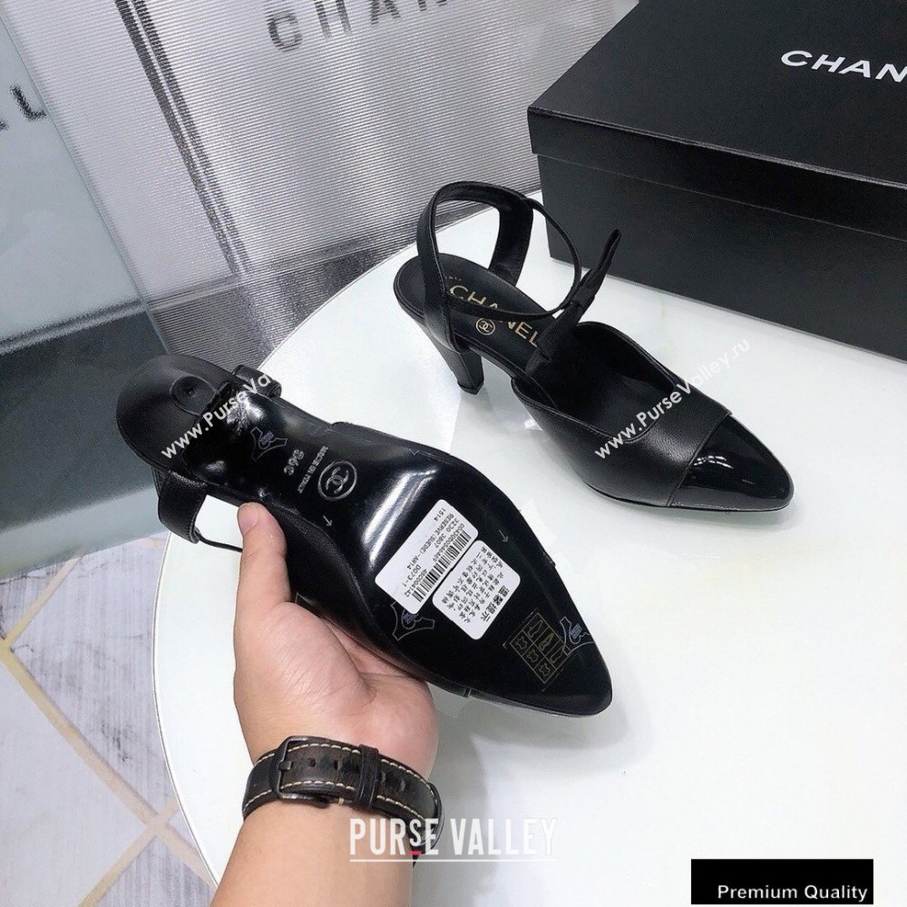 Chanel Heel 8cm Pumps with Bow Strap G36360 Black 2020 (modeng-20092201)