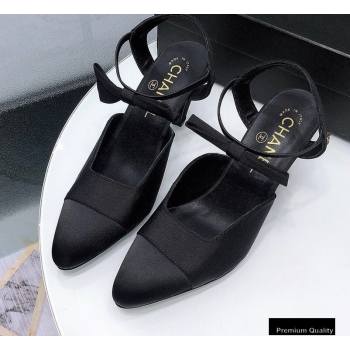 Chanel Heel 8cm Pumps with Bow Strap G36360 Satin Black 2020 (modeng-20092203)