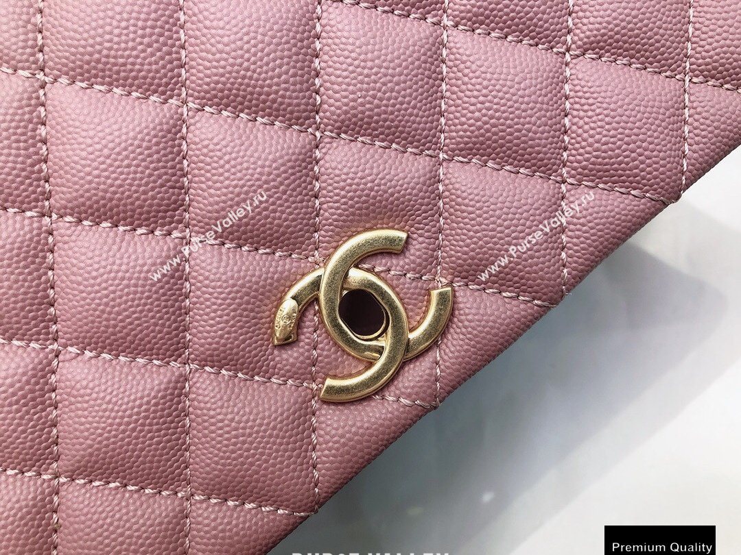 Chanel Coco Handle Medium Flap Bag Dusty Pink/Burgundy with Lizard Top Handle A92991 Top Quality 7148 (smjd-20092517)