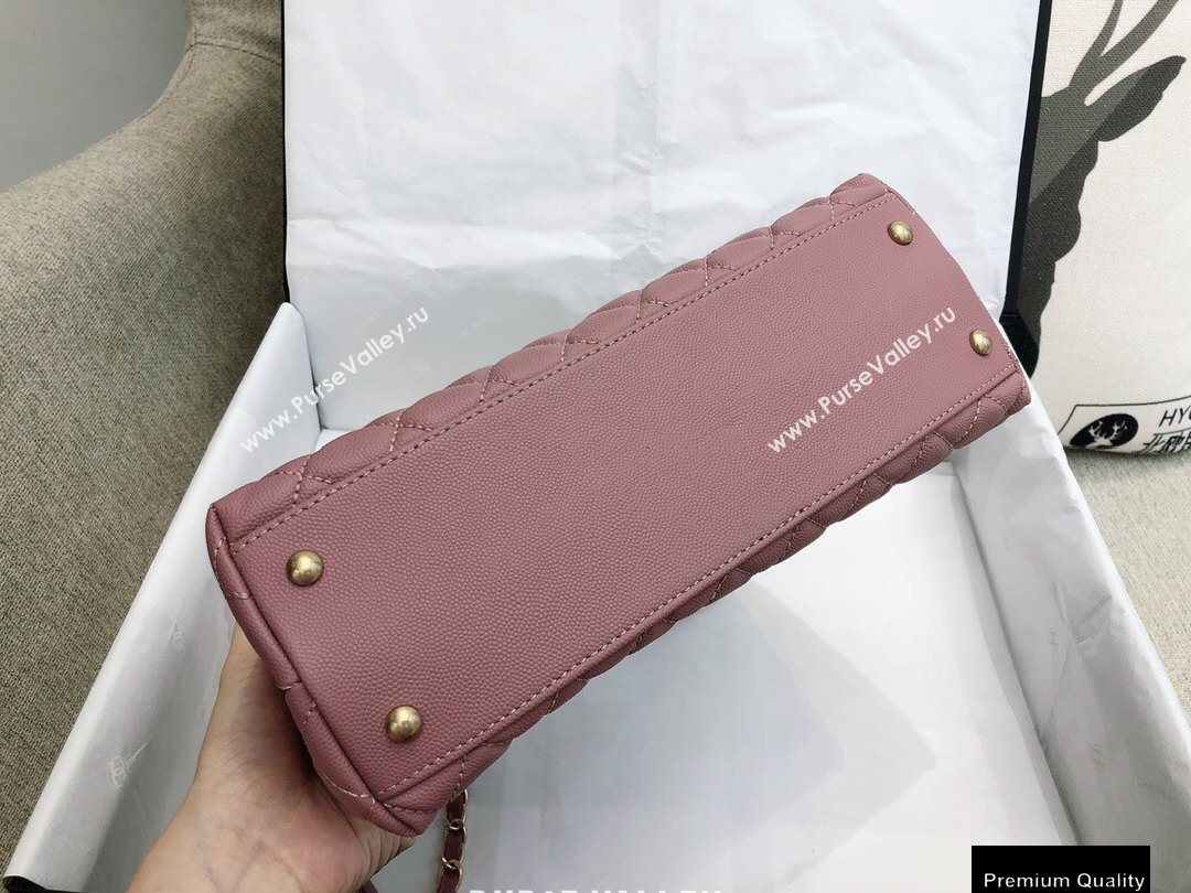 Chanel Coco Handle Medium Flap Bag Dusty Pink/Burgundy with Lizard Top Handle A92991 Top Quality 7148 (smjd-20092517)