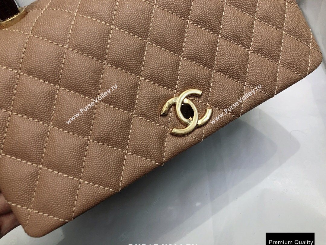 Chanel Coco Handle Medium Flap Bag Beige/Burgundy with Lizard Top Handle A92991 Top Quality 7148 (smjd-20092516)
