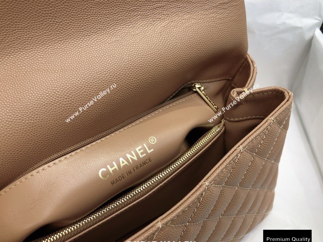 Chanel Coco Handle Medium Flap Bag Beige/Burgundy with Lizard Top Handle A92991 Top Quality 7148 (smjd-20092516)