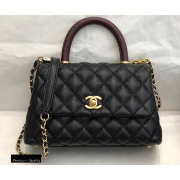 Chanel Coco Handle Small Flap Bag Black/Burgundy with Lizard Top Handle A92990 Top Quality 7147 (smjd-20092543)