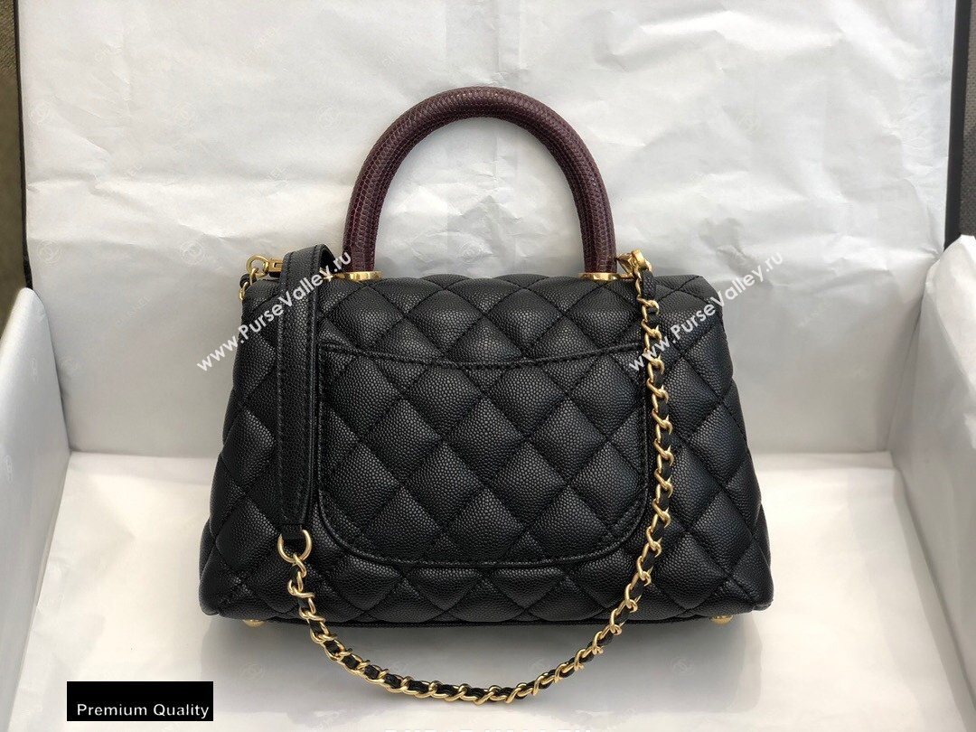 Chanel Coco Handle Small Flap Bag Black/Burgundy with Lizard Top Handle A92990 Top Quality 7147 (smjd-20092543)