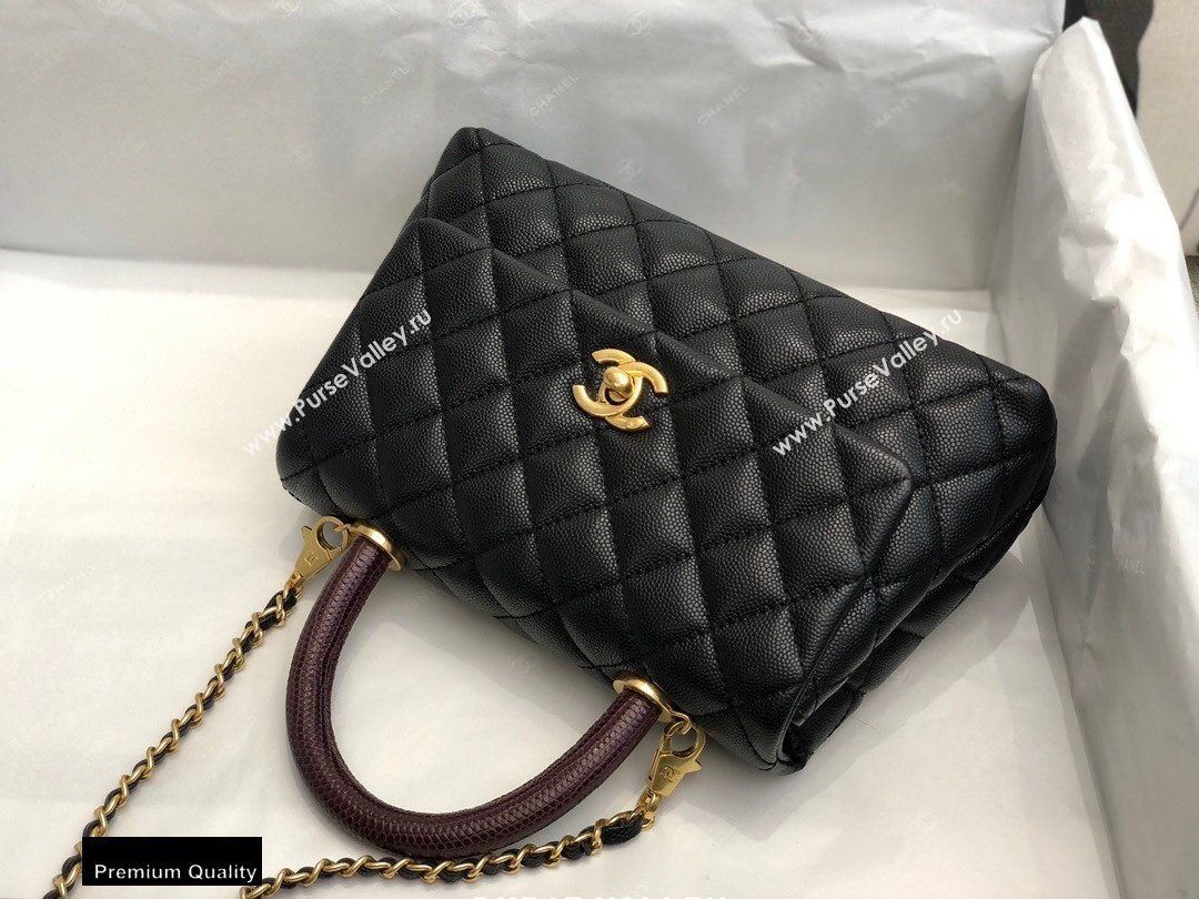 Chanel Coco Handle Small Flap Bag Black/Burgundy with Lizard Top Handle A92990 Top Quality 7147 (smjd-20092543)