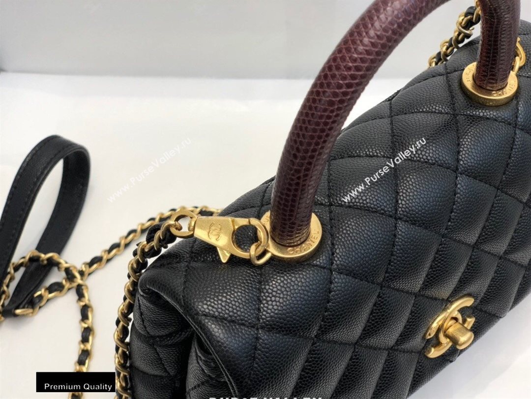 Chanel Coco Handle Small Flap Bag Black/Burgundy with Lizard Top Handle A92990 Top Quality 7147 (smjd-20092543)