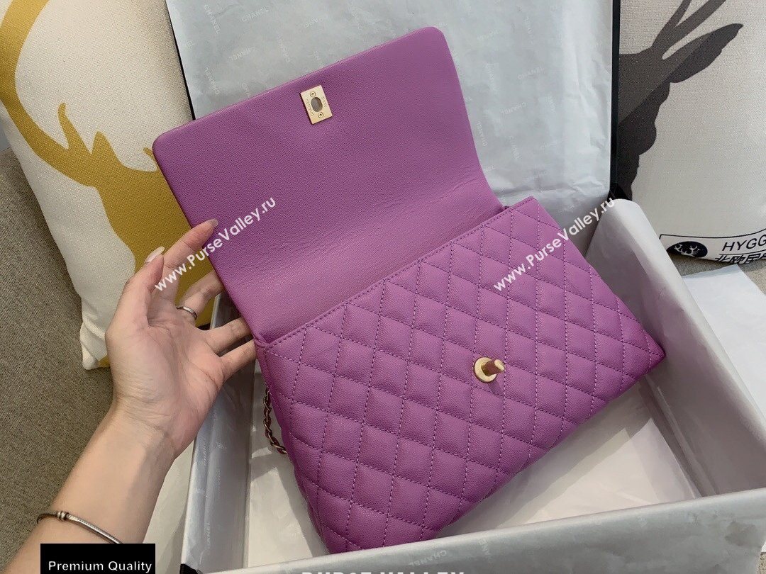 Chanel Coco Handle Medium Flap Bag Mauve with Top Handle A92991 Top Quality 7148 (smjd-20092504)