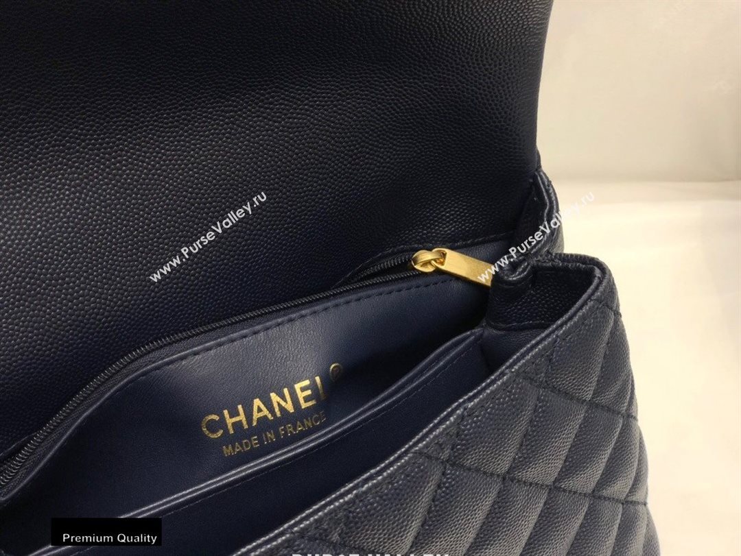 Chanel Coco Handle Small Flap Bag Navy Blue/Burgundy with Lizard Top Handle A92990 Top Quality 7147 (smjd-20092542)