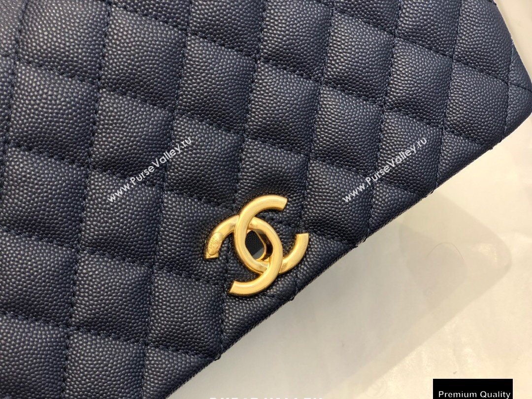 Chanel Coco Handle Medium Flap Bag Navy Blue/Burgundy with Lizard Top Handle A92991 Top Quality 7148 (smjd-20092518)