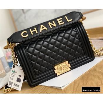 Chanel Medium Boy Flap Bag Black with Removable Logo Handle (yingfeng-20092901)