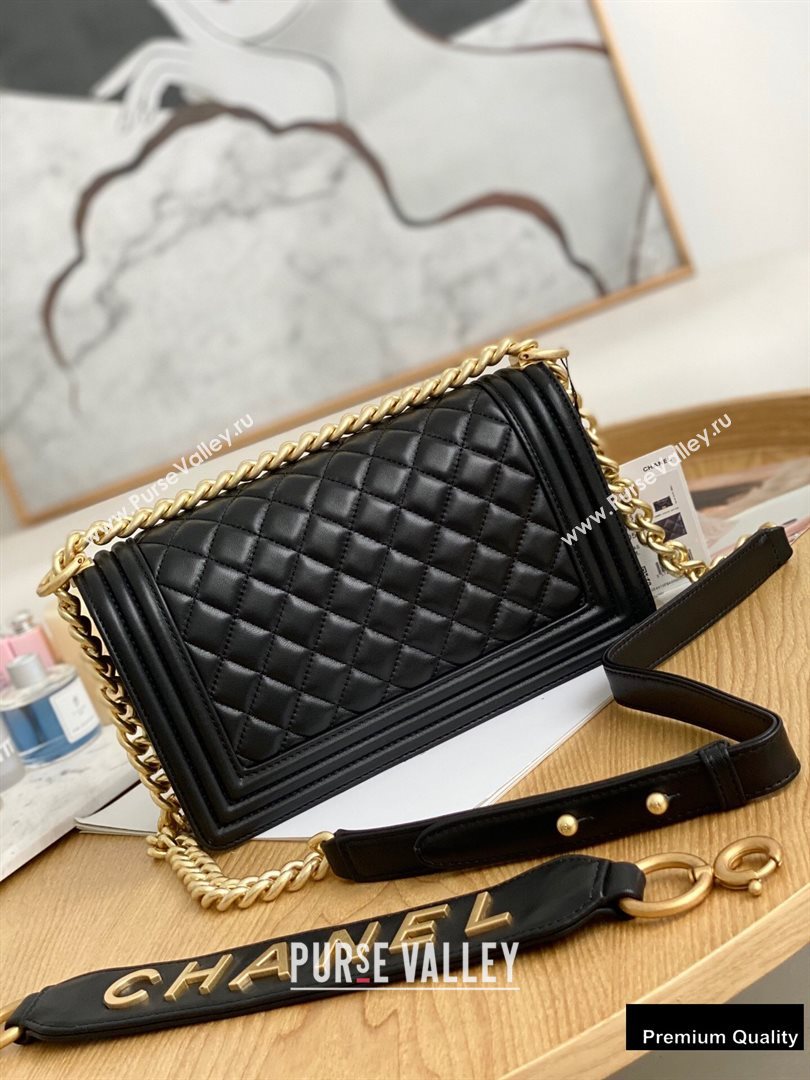 Chanel Medium Boy Flap Bag Black with Removable Logo Handle (yingfeng-20092901)