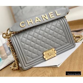 Chanel Medium Boy Flap Bag Gray with Removable Logo Handle (yingfeng-20092903)