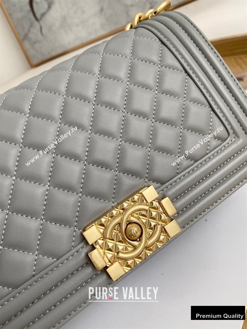 Chanel Medium Boy Flap Bag Gray with Removable Logo Handle (yingfeng-20092903)