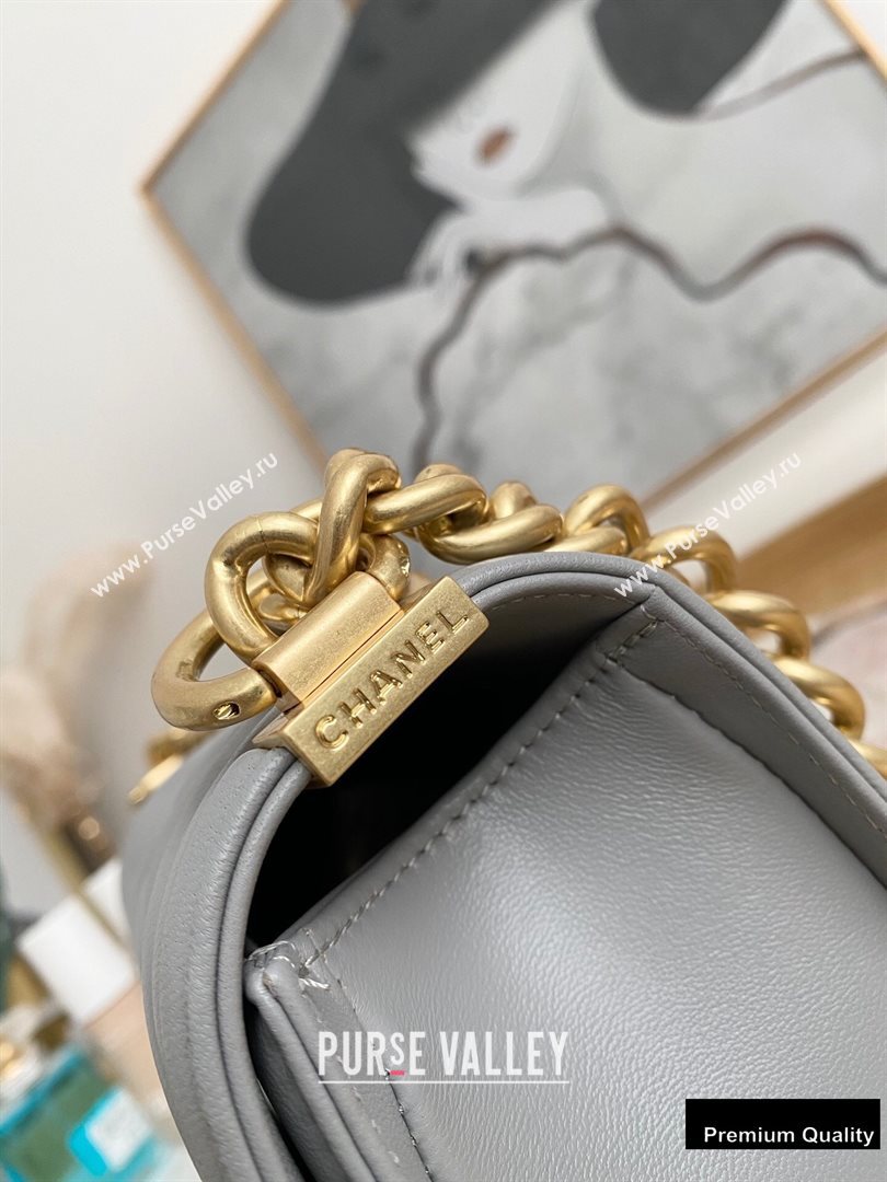 Chanel Medium Boy Flap Bag Gray with Removable Logo Handle (yingfeng-20092903)