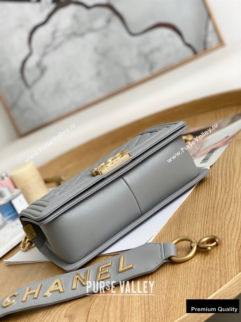 Chanel Medium Boy Flap Bag Gray with Removable Logo Handle (yingfeng-20092903)
