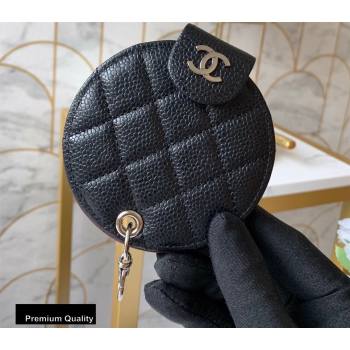 Chanel Round Mirror Grained Calfskin Black (yingfeng-20092912)