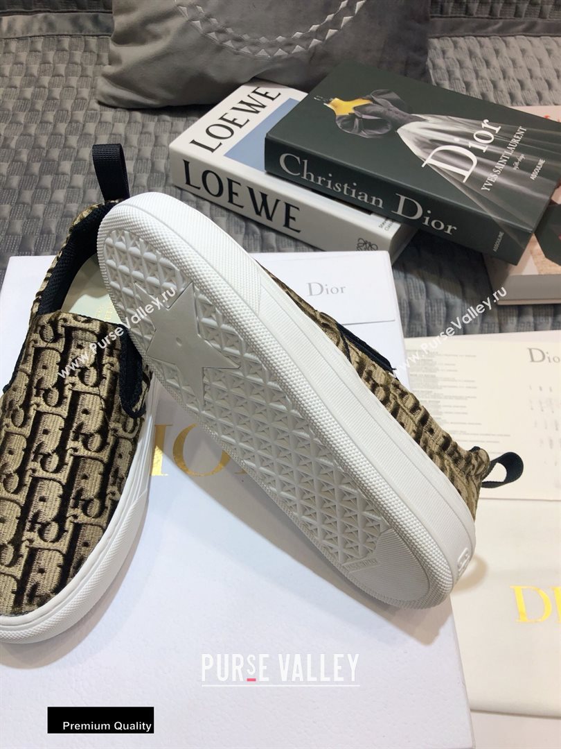 Dior Oblique Embroidered Velvet Solar Slip-On Sneakers Coffee 2020 (jincheng-20093048)