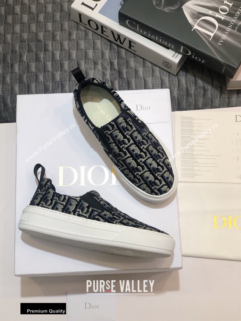 Dior Oblique Embroidered Velvet Solar Slip-On Sneakers Dark Blue 2020 (jincheng-20093047)