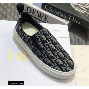 Dior Oblique Embroidered Velvet Solar Slip-On Sneakers Dark Blue 2020 (jincheng-20093047)