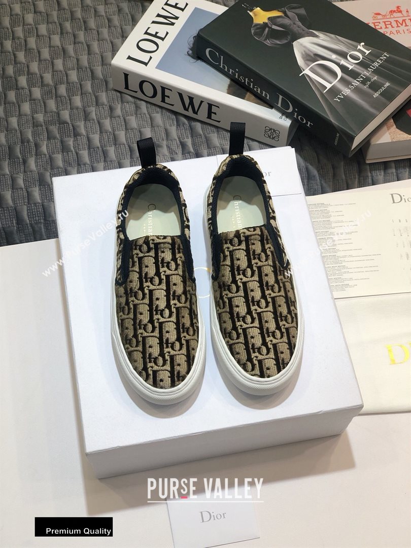 Dior Oblique Embroidered Velvet Solar Slip-On Sneakers Coffee 2020 (jincheng-20093048)