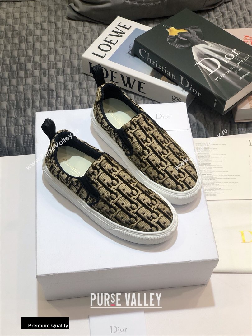 Dior Oblique Embroidered Velvet Solar Slip-On Sneakers Coffee 2020 (jincheng-20093048)