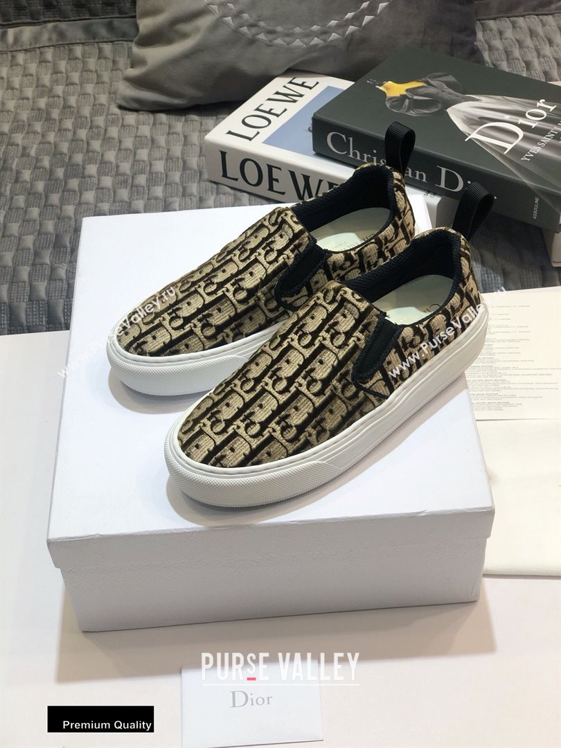 Dior Oblique Embroidered Velvet Solar Slip-On Sneakers Coffee 2020 (jincheng-20093048)