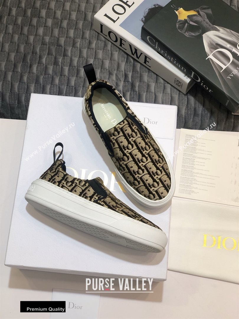 Dior Oblique Embroidered Velvet Solar Slip-On Sneakers Coffee 2020 (jincheng-20093048)