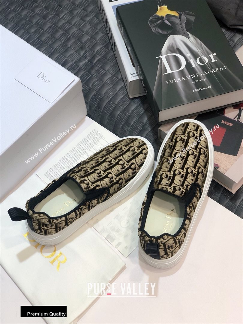 Dior Oblique Embroidered Velvet Solar Slip-On Sneakers Coffee 2020 (jincheng-20093048)