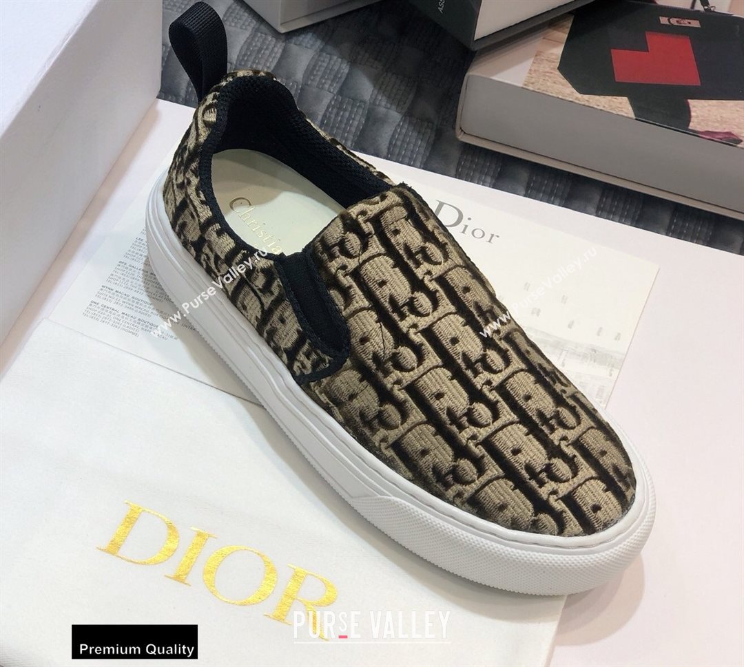 Dior Oblique Embroidered Velvet Solar Slip-On Sneakers Coffee 2020 (jincheng-20093048)