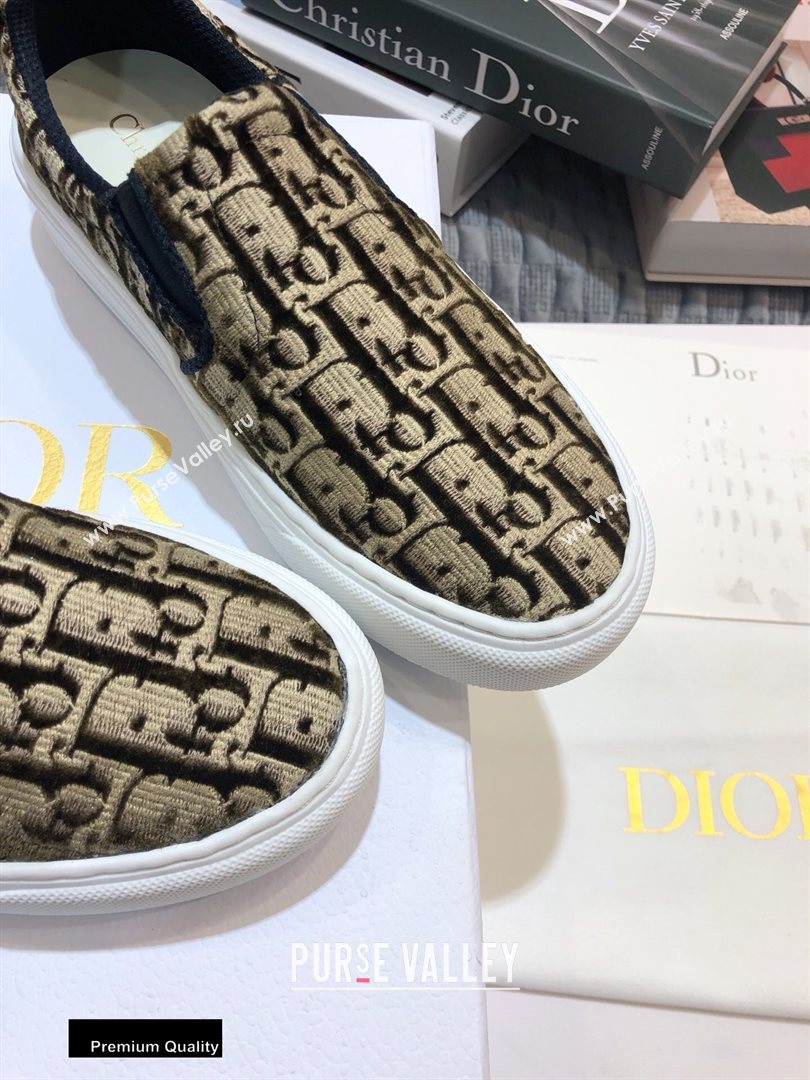 Dior Oblique Embroidered Velvet Solar Slip-On Sneakers Coffee 2020 (jincheng-20093048)